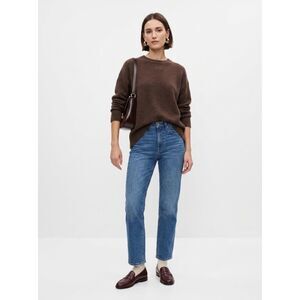 Madewell High Rise Slim Crop Jeans 25 Medium Wash Raw Hem Straight Leg